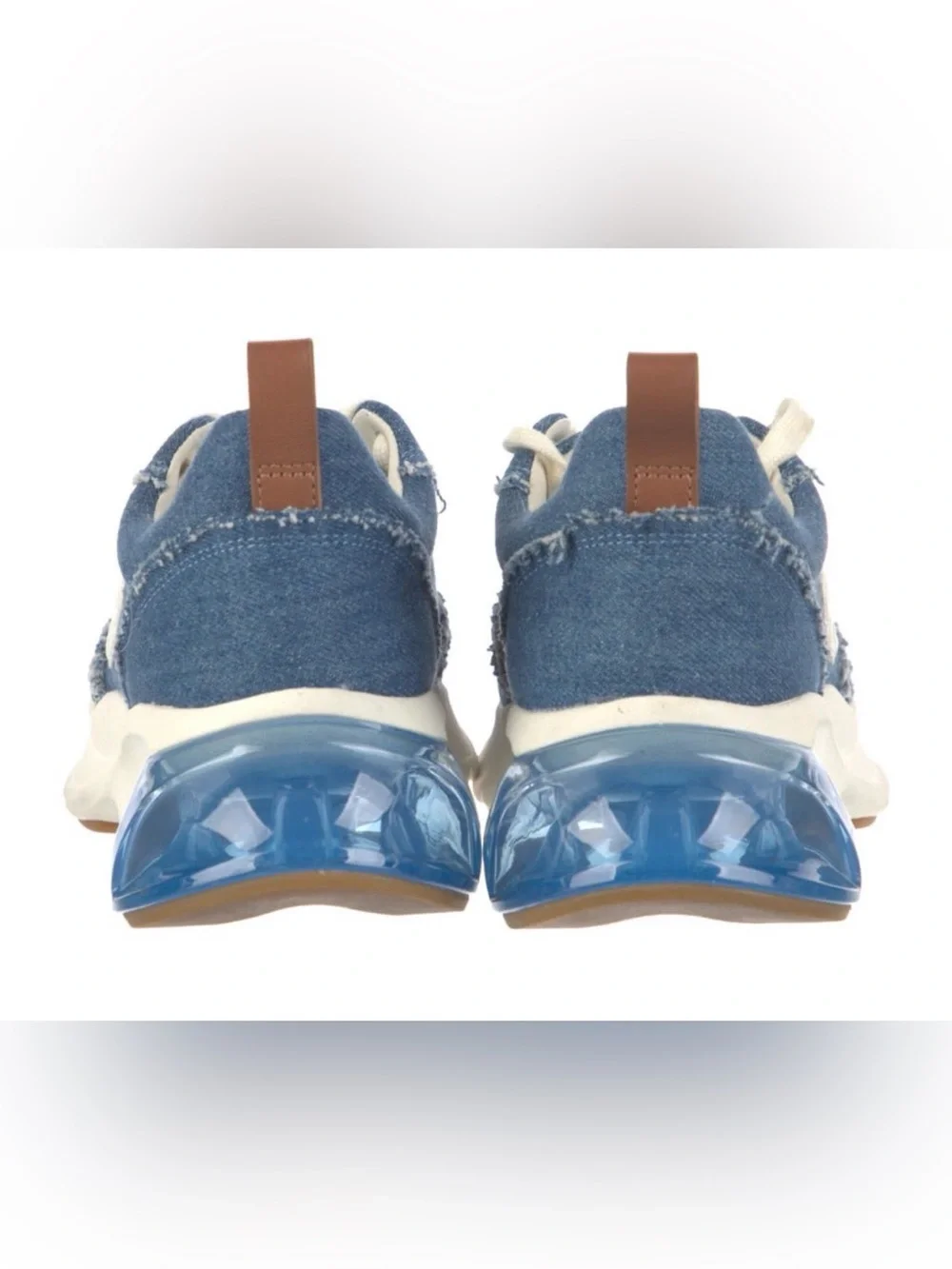 Tory Burch Blue Denim Logo Platform Sneaker with Cream Laces